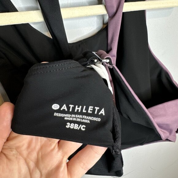 Athleta Swim Top 38B/C Black Purple Bathing Suit Swimwear - Picture 3 of 3